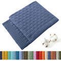 Treely 100% Cotton Knitted Throw Blanket Couch Cover Blanket(60 X 80 Inches, Dusty Blue)