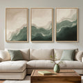 Large Framed Green and Beige Abstract Wall Art for Living Room, 3 Piece Modern Neutral Canvas Prints Paintings Artwork for Walls
