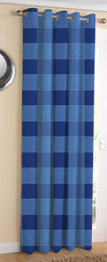AIRWILL Cotton Designed Blackout and Room Darkening 7ft Door Curtains Pack of 1 pc. (Self Design  Blue)