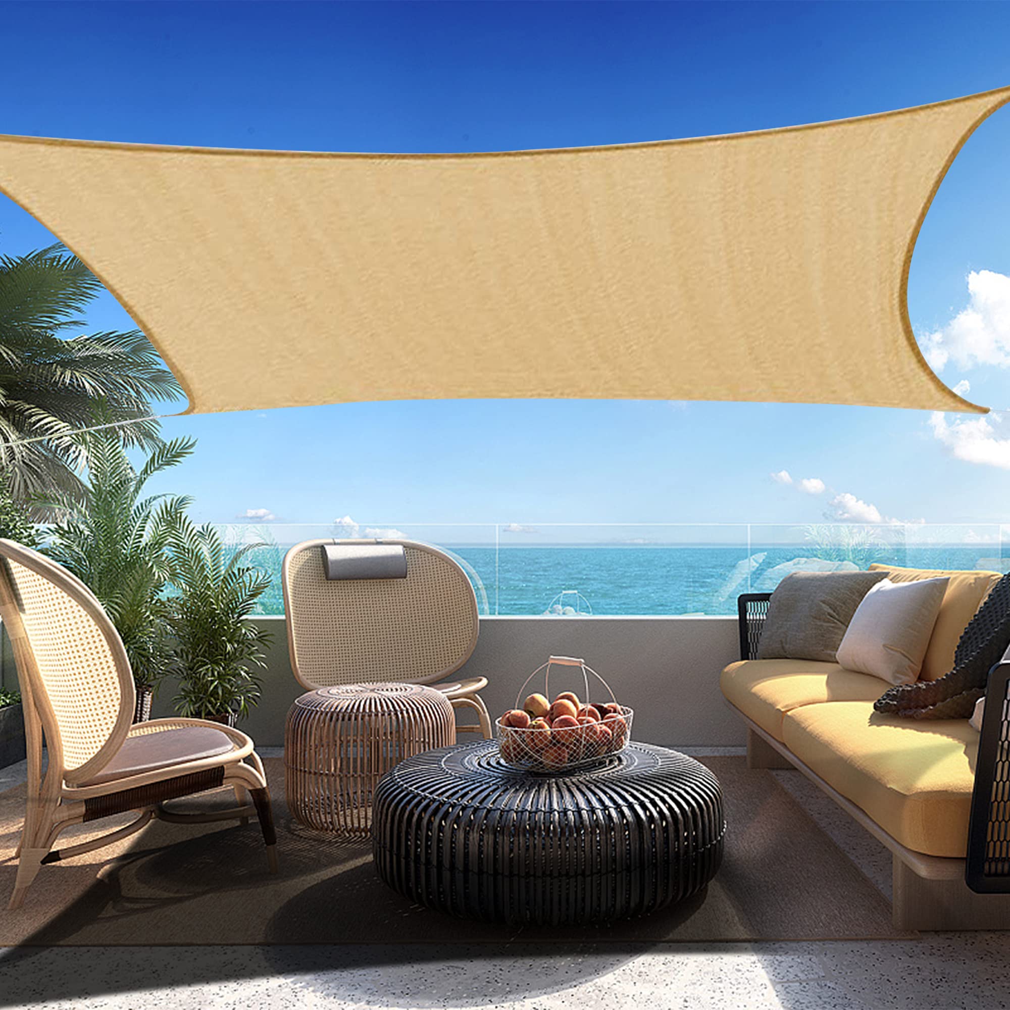 Shadespeare Custom Size 16' X 19' Sand Beige Rectangle Sun Shade Sail Ssp1620 Canopy Durable Fabric Uv Block Awning, We Make Cus