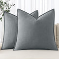 Miulee Linen Pillow Covers 24X24 Inch Gray ?Decorative Boho Farmhouse? ?Neutral Throw Pillows Pack Of 2 Soft Accent Couch Pillowcases Spring Modern Home Decor For Sofa Cushion Livingroom Bed