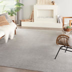 Nourison Essentials Indoor/Outdoor Silver Grey 8' X 11' Area Rug, Easy Cleaning, Non Shedding, Bed Room, Living Room, Dining Room, Backyard, Deck, Patio (8X11)