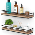Meangood Floating Shelves Wall Mounted Set of 2, Rustic Wood Wall Storage Shelves for Bedroom,Living Room,Bathroom, Kitchen Torc