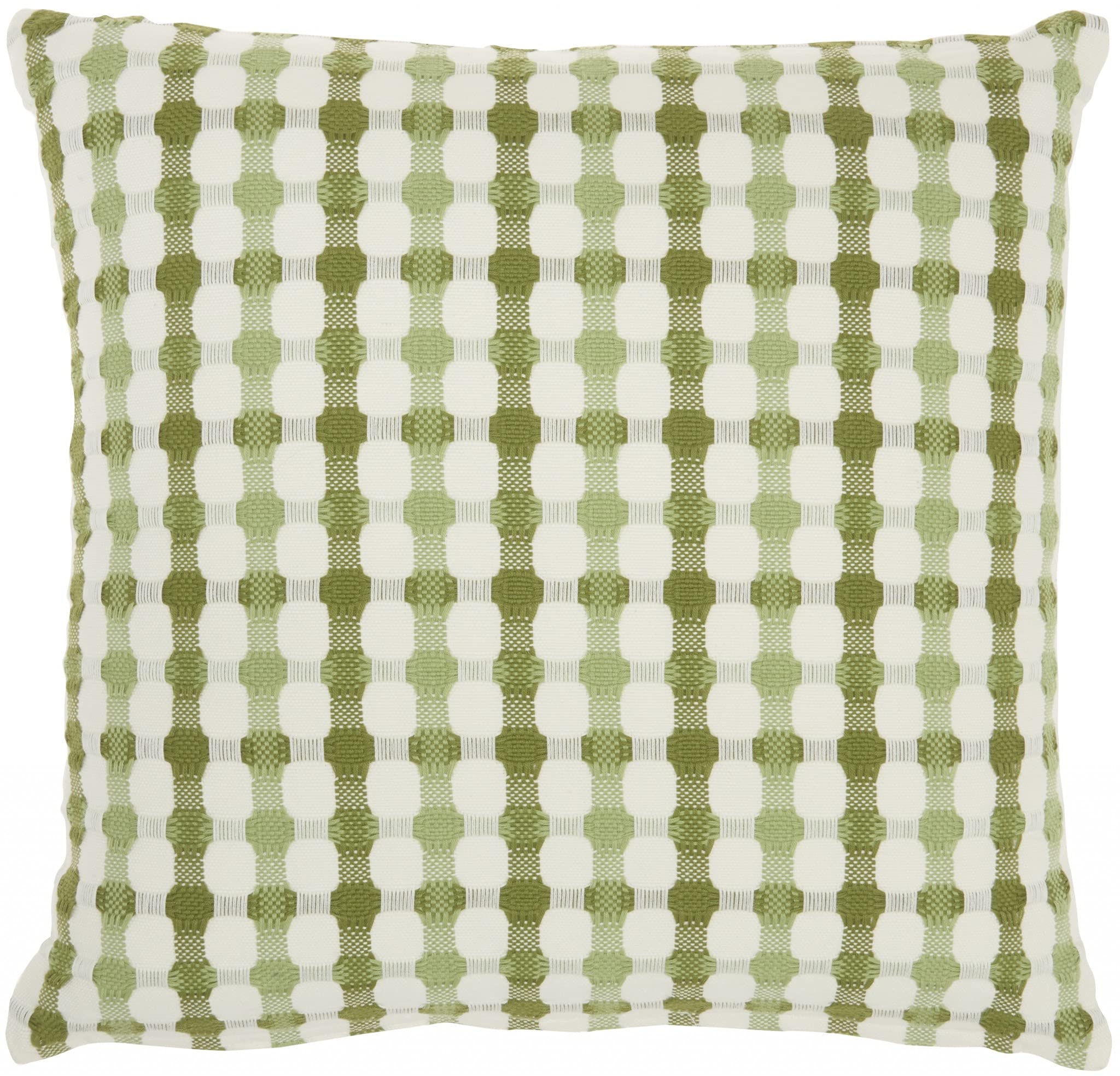 HomeRoots 100% Cotton Green and Ivory Gingham Pattern Throw Pillow