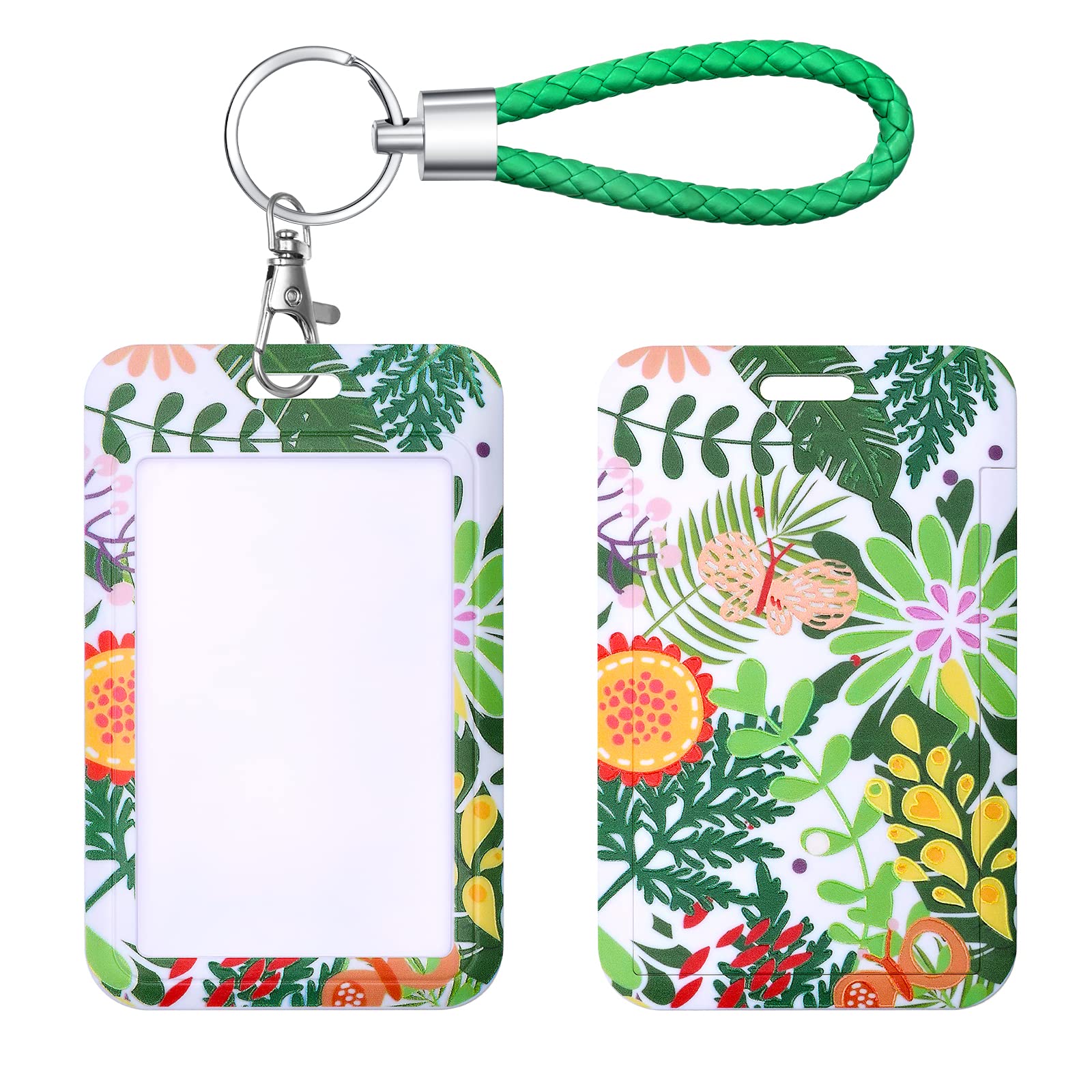 Shiningeyes Id Card Badge Holder Key Chain With Metal Keyring, Plastic Slide Open With Id Window For Women Men Girls Students,Re