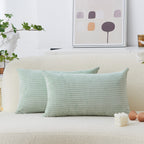 Home Brilliant Sage Lumbar Pillow Cover 12X20 Corduroy Plush Velvet Oblong Decorative Throw Pillow Covers For Rectangle Pillowca