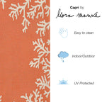 Liora Manne Capri Coastal Indoor/Outdoor Rug, 8' Round, Coral Border Orange