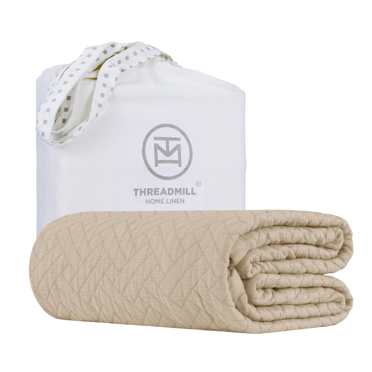 Threadmill Luxury Cotton Blankets | All-Season Cozy 100% Cotton | Criss Cross Jacquard Soft & Lightweight Coverlet Fits Californ