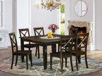 East West Furniture PFBO7-CAP-W 7 Piece Dining Room Table Set Consist of a Square Kitchen Table with Butterfly Leaf and 6 Dining Chairs, 54x54 Inch, Cappuccino