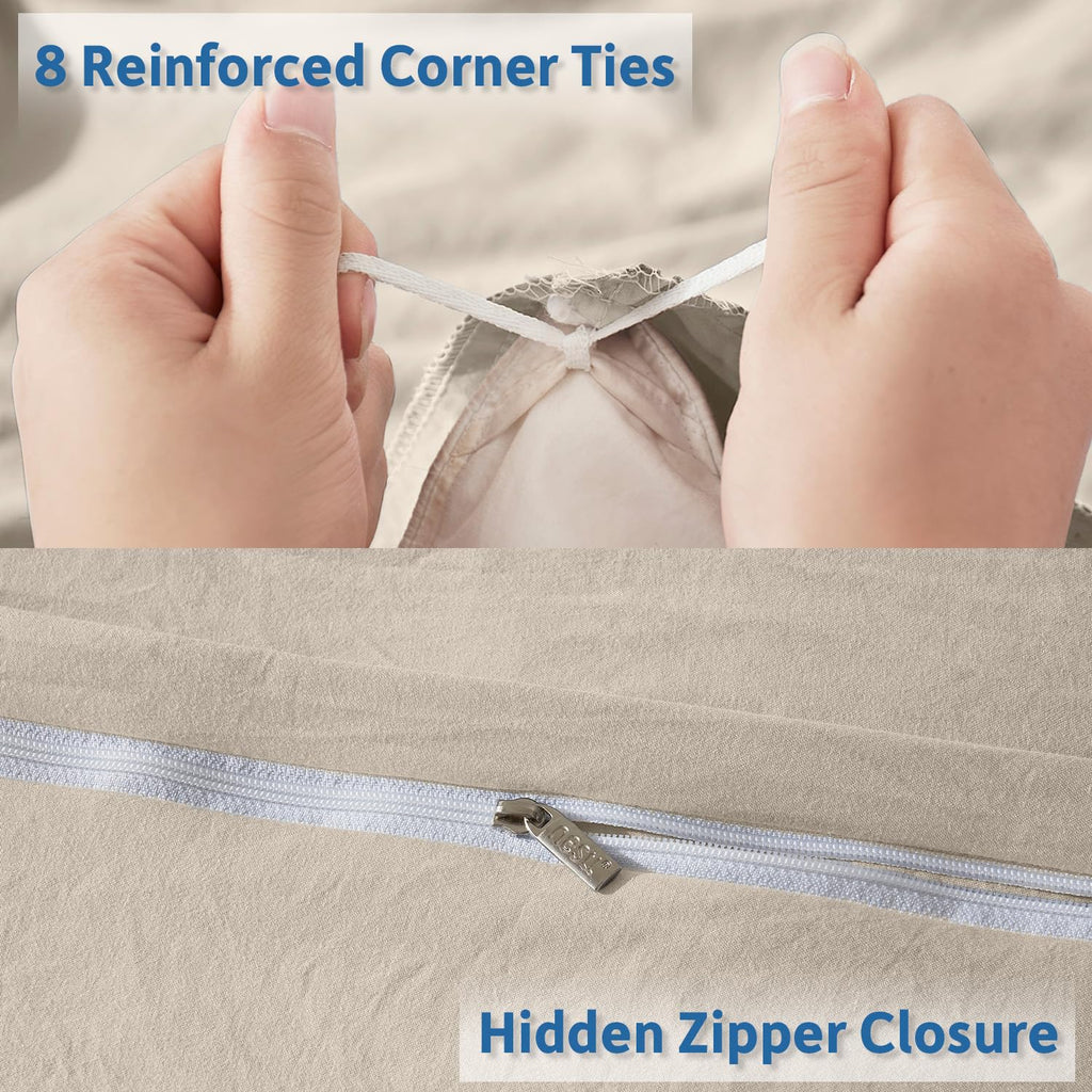 Nestl Linen Duvet Cover Queen Size - Soft Prewashed Queen Duvet Cover Set, 3 Piece, With Zipper Closure, 1 Duvet Cover 90X90 Inches And 2 Pillow Shams - No Comforter