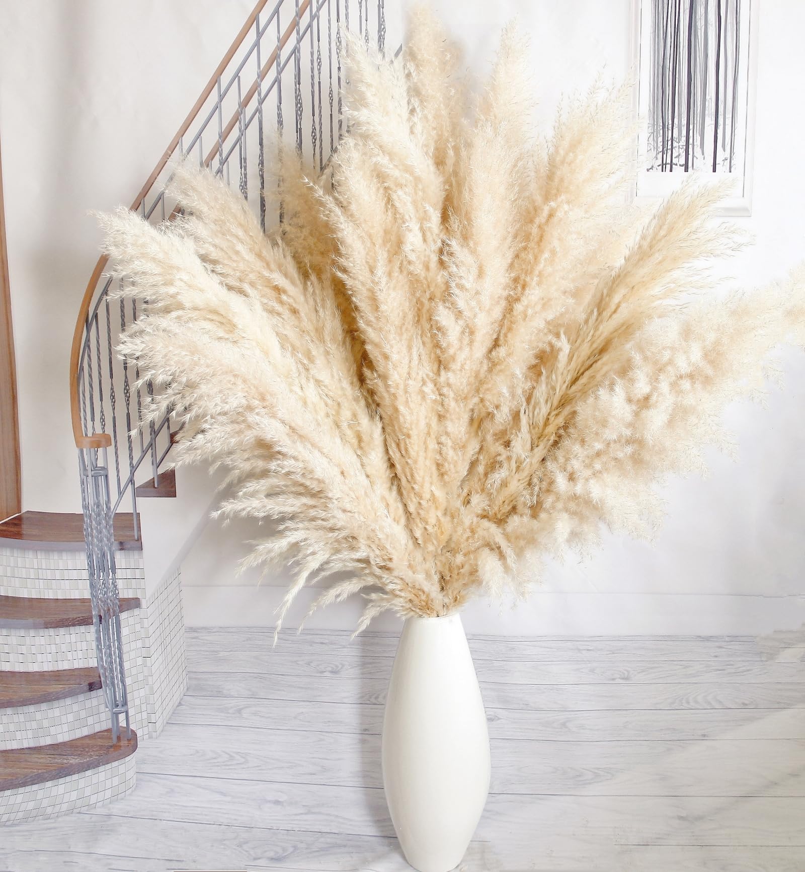 10Pcs 40' Pampas Grass Tall Decor - Pompas Floral, Tall Pampas Grass For Floor Vases, Living Room Floor, Floor Plants, Plumas P
