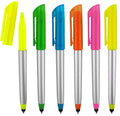 Stylus Ballpoint Pen With Highlighter Tips, 3 In 1 Combo Stylus For Touchscreens, Highlighter And Writing Pen, Bright Highlighte