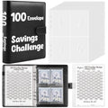 Skydue 100 Envelopes Money Saving Challenge Binder, Savings Challenges Book With Cash Envelopes, Budget Binder With Double Side