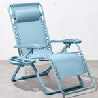 Best Choice Products Adjustable Zero Gravity Chair, Monochromatic Color Folding Patio Recliner W/Side Tray, Headrest - Sky