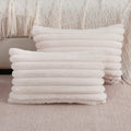 Futei Cream White Striped Decorative Throw Pillow Covers 12X20 Inch Set Of 2,Rectangle Spring Decorations Couch Lumbar Pillowcas