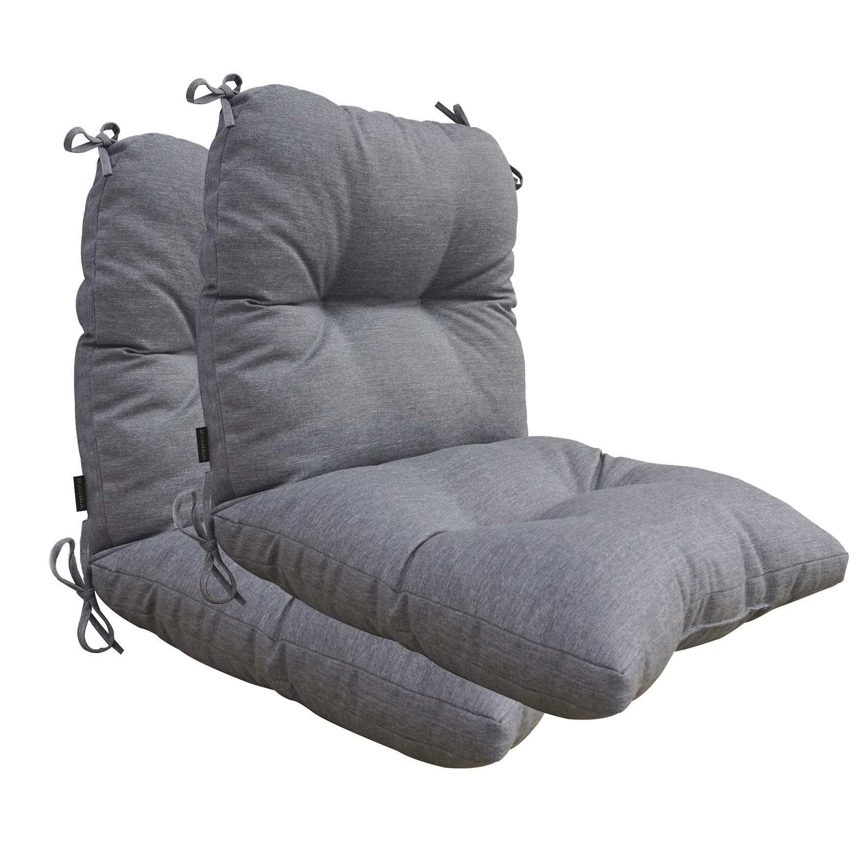 Bossima Outdoor Indoor High Back Chair Tufted Thick Cushions Comfort Replacement Patio Seating Cushions Set Of 2 Light Grey