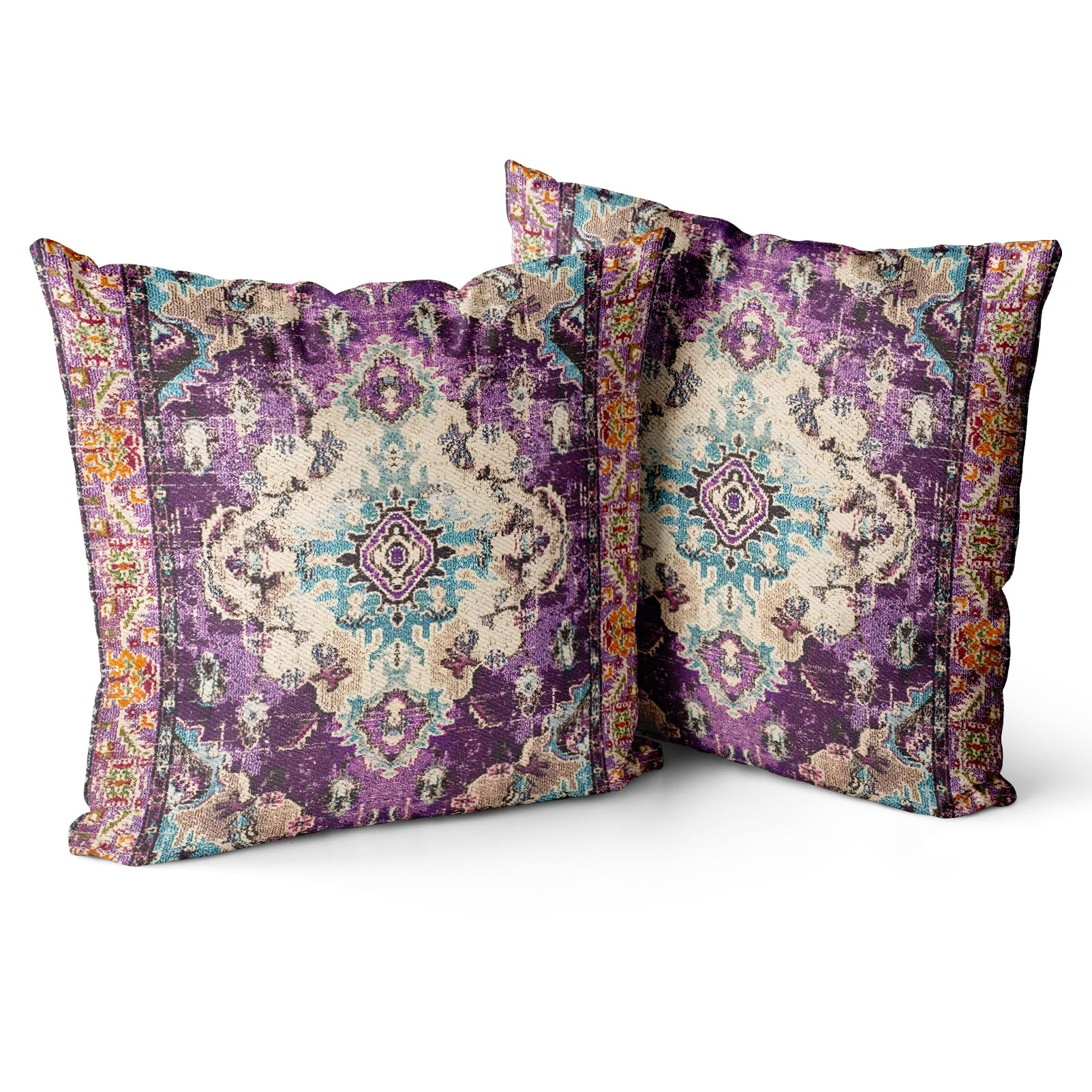 Snycler Boho Throw Pillow Covers 24X24 Inch Set Of 2 Boho Rug Carpet Double Sided Pattern Cotton Soft Pillow Case Cushion Cover