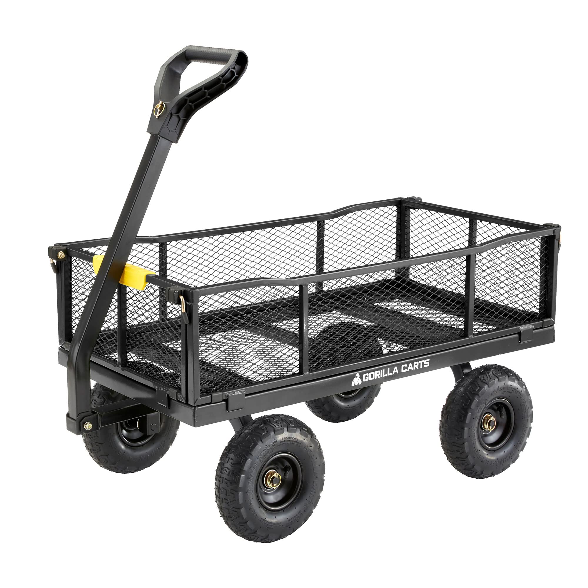 Gorilla Carts Steel Utility Cart, 4 Cubic Feet Heavy Duty Garden Wagon Outdoor Moving Cart With Wheels, 900 Pound Capacity, Remo