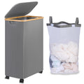 iEGrow Laundry Basket with Wheels (Grey), 110L mit Rdern, gray