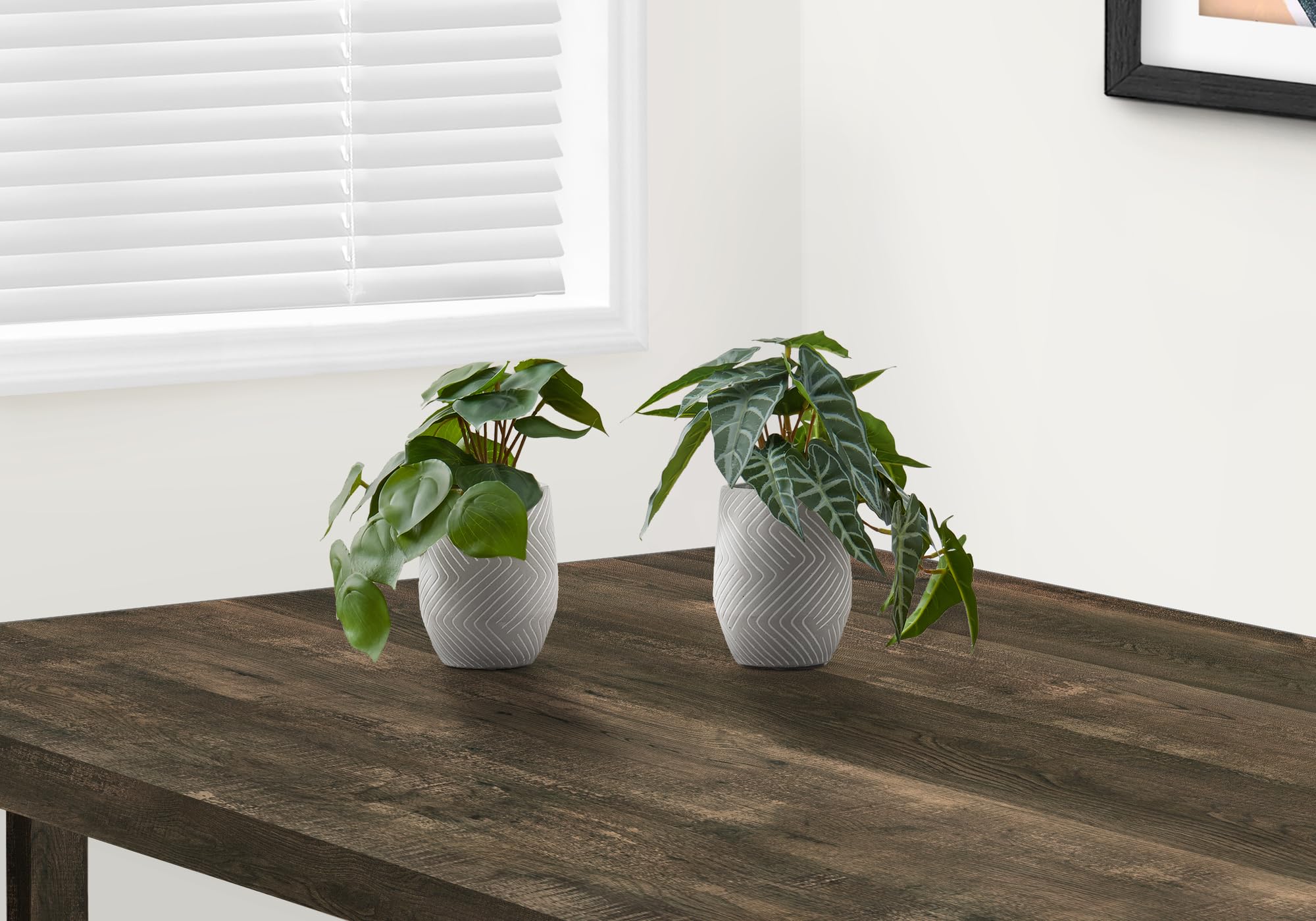 Monarch Specialties I 9582 Artificial Plant, 8' Tall, Alocasia, Indoor, Faux, Fake, Table, Greenery, Potted, Set of 2, Decorative, Green Leaves