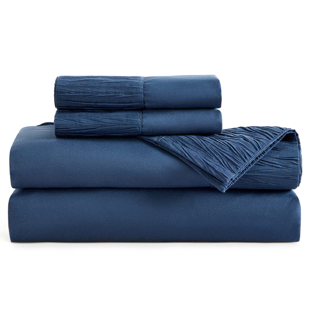 Bedsure Queen Sheet Set - Soft 1800 Sheets For Queen Size Bed, 4 Pieces Hotel Luxury Navy Sheets Queen, Easy Care Polyester Micr