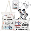 Abbylike 5 Pcs Sewing Gifts For Seamstress Women Mother'S Day Gifts Canvas Bag Cosmetic Bag Quilting Coffee Mug Socks 11 Oz Quil