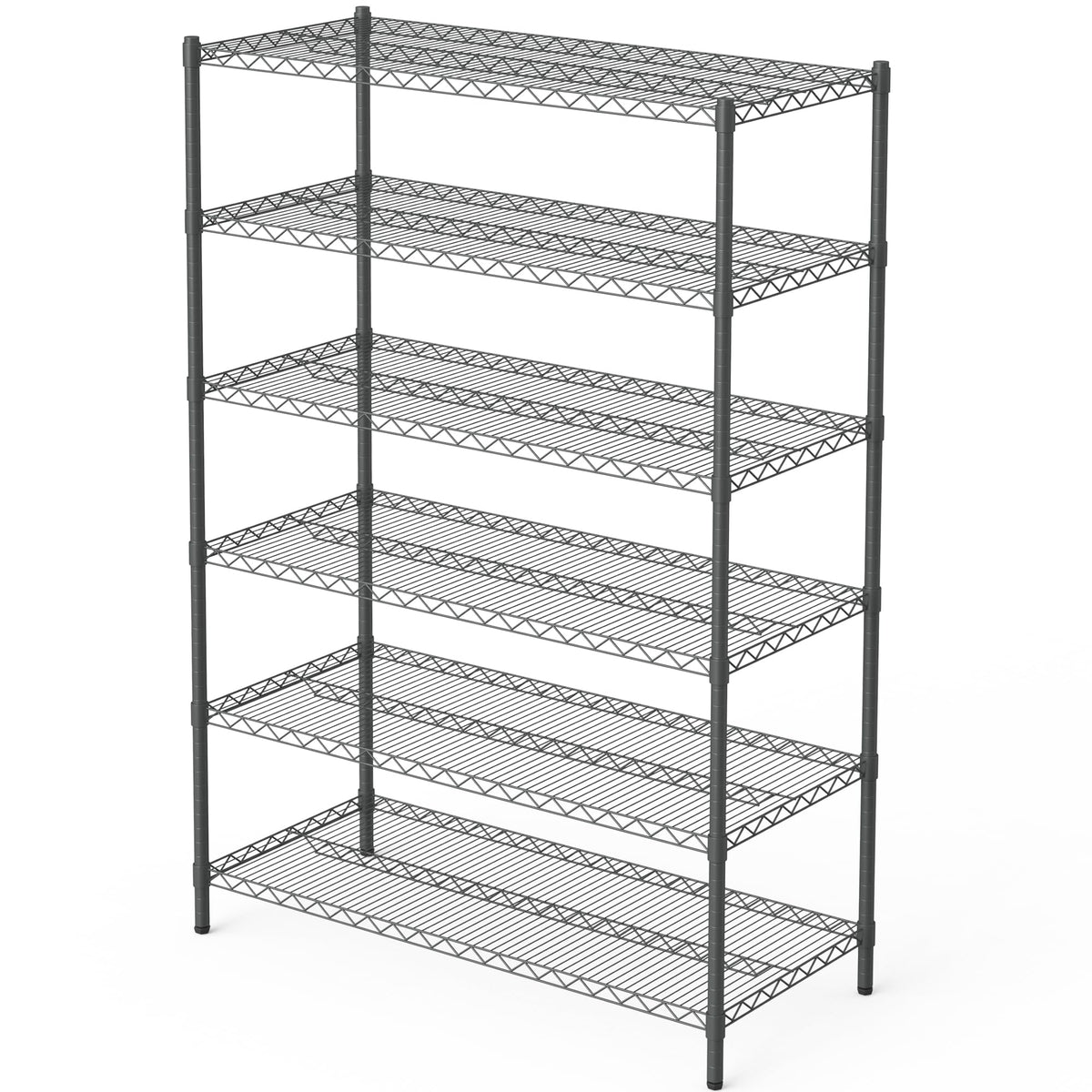 Aheonlar 6 Tier Grey Storage Racks And Shelving - 48 L  20    W  72 H Heavy Steel Material Pantry Shelves - Steel Organizer Wire