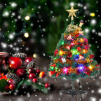 Mini Xmas Tree, 24''/60Cm Artificial Small Tabletop Christmas Pine Tree With Ornaments For Holiday Home Office Decoration