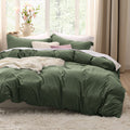 Bedsure Olive Green Duvet Cover King Size - Soft Prewashed Set, 3 Pieces, 1 Duvet Cover 104X90 Inches With Zipper Closure And 2