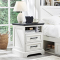 ACCOHOHO 18'' Farmhouse Nightstand with Charging Station,End Table with 2 Drawers Storage,Side Table,Bedside Cabinet for Bedroom