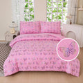 Yadangxiawa 5 Pieces Butterfly Comforter Set Queen,Pink Bedding Queen,Pink Comforter Set Queen,Girls Queen Bedroom Comforter Set