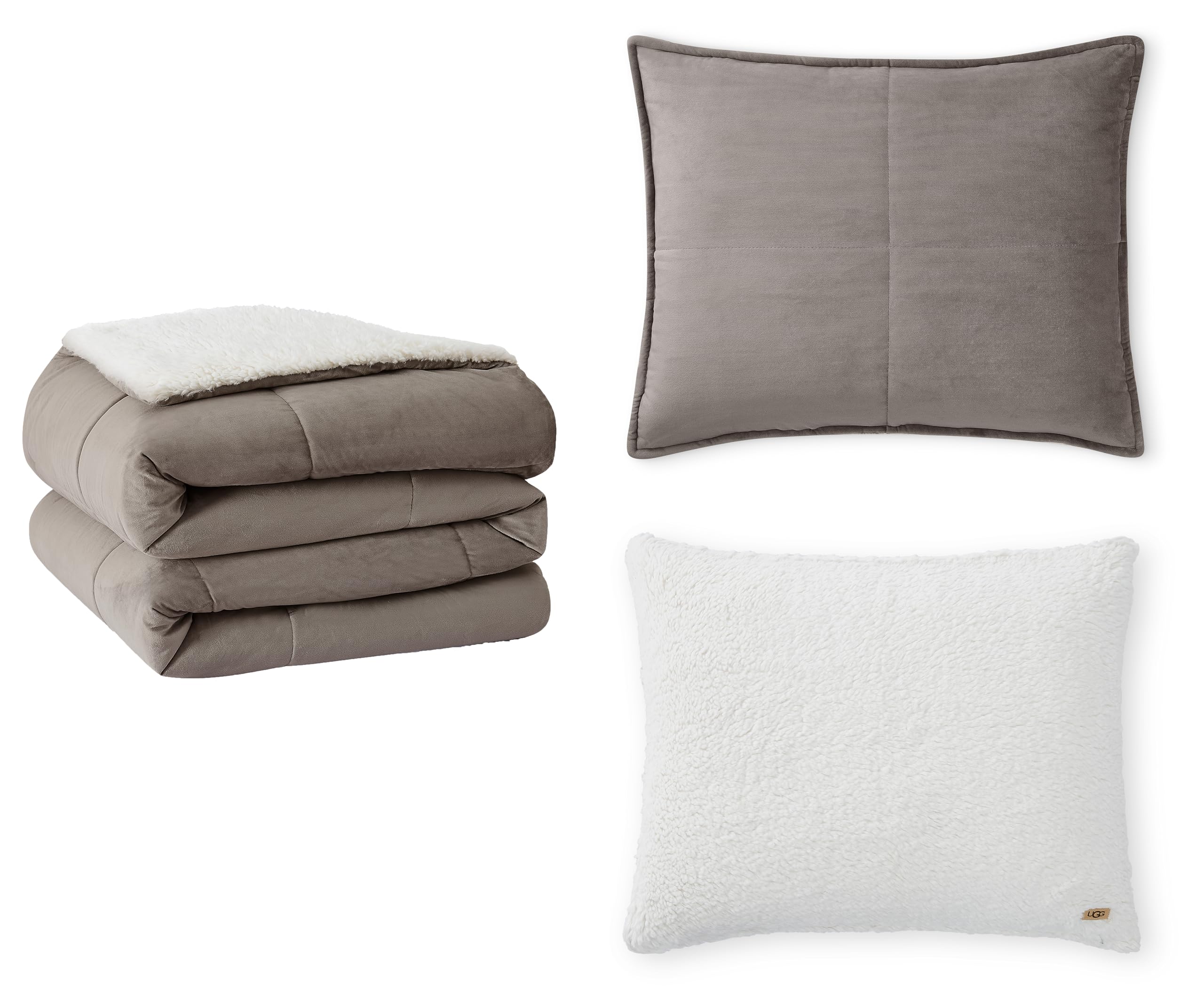 UGG Blissful Comforter Set Queen Down Alternative Polyester Light Brown Fawn
