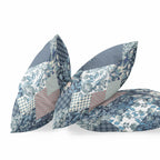 HomeRoots Indigo Blue Pink Broadcloth Blue White Boho Floral Indoor Outdoor Throw Pillow