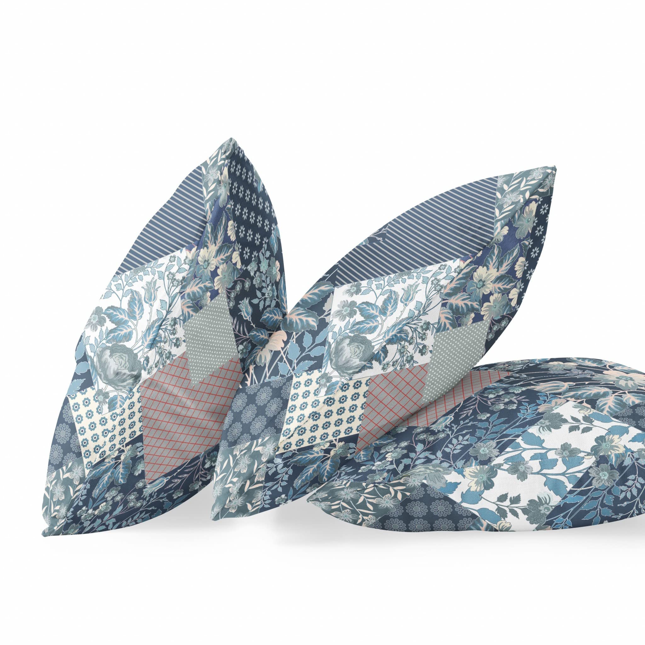 HomeRoots Indigo Blue Pink Broadcloth Blue White Boho Floral Indoor Outdoor Throw Pillow