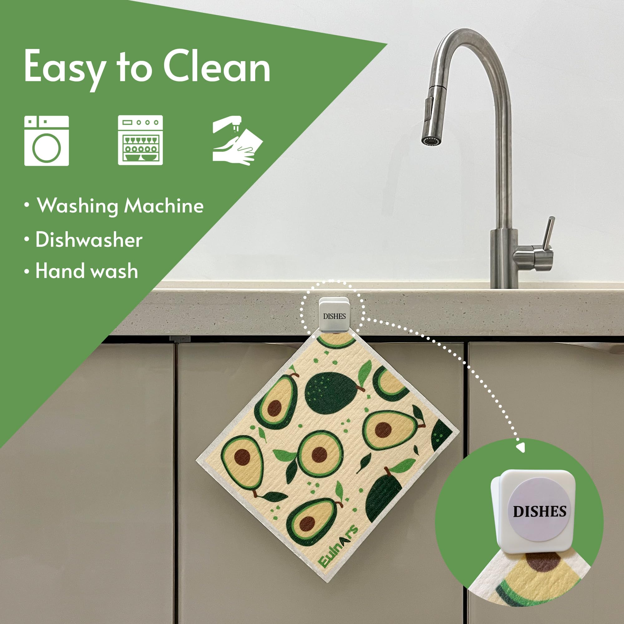 Eulnars Swedish Dishcloths Reusable Paper Towels Fruit Party 8 Pack Cellulose Cotton