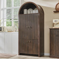 Ifget 71 ' Tall Arched Kitchen Pantry, Modern Fluted Wood Storage Cabinet With Doors, 3 Adjustable Shelves, 6 Door Shelves, Org