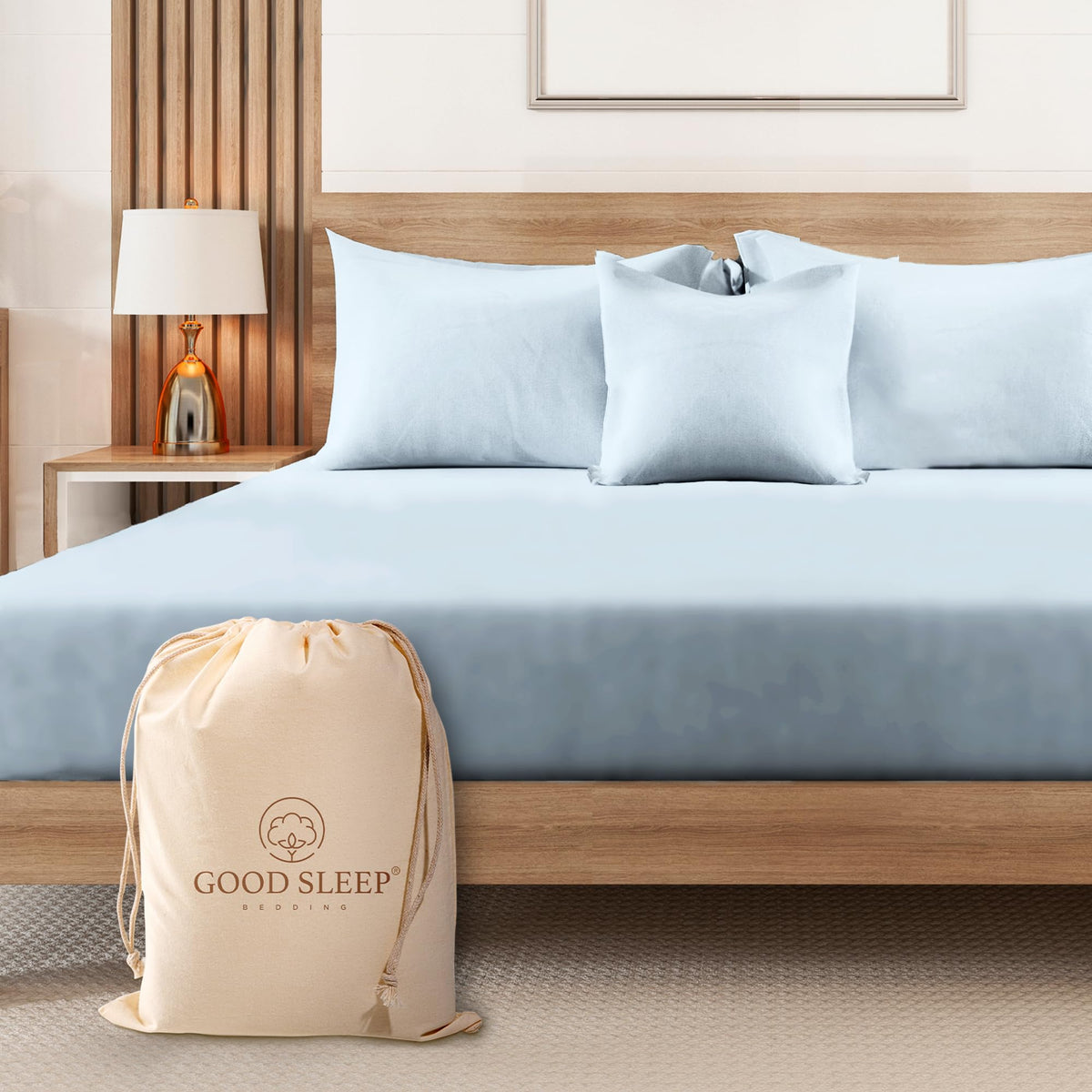 Good Sleep Bedding King Fitted Sheet - Luxury Fitted Sheets For King Size Bed, 1000 Tc Hotel Style King Fitted Sheet Only Deep P