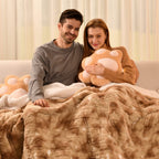 Bearhug Electric Blanket Twin Size 62' X 84', Faux Fur & Sherpa Heated Blanket, 10 Heating Levels & 1-12H Auto Off, Champagne,