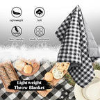 Puredown Checkered Feather Down Throw Blanket Lightweight Packable Buffalo Plaid Throw For Indoor And Outdoor Use, 50''X70'', Bl