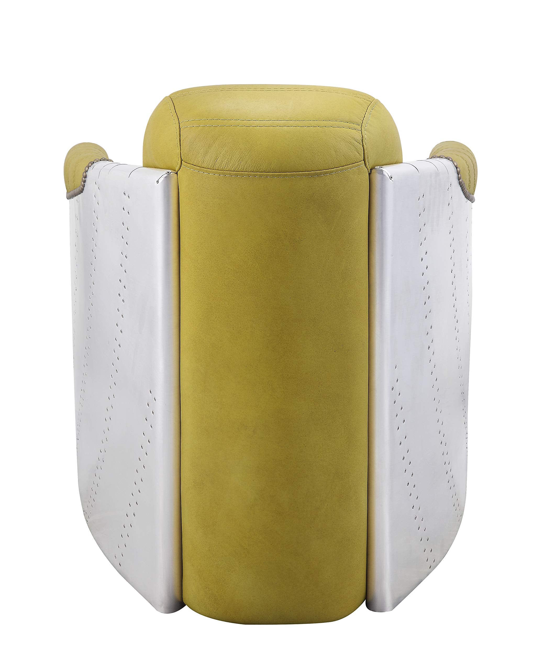 Brancaster Accent Chair In Yellow Top Grain Leather & Aluminum