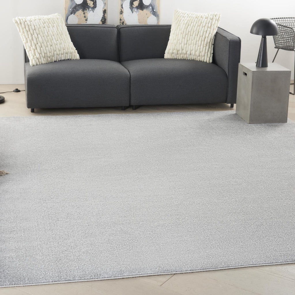 Nourison Essentials Indoor/Outdoor Silver Grey 9' X Square Area -Rug, Easy -Cleaning, Non Shedding, Bed Room, Living Room, Dining Room, Backyard, Deck, Patio (9 Square)
