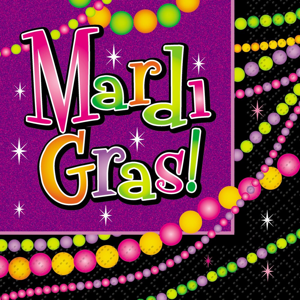 Mardi Gras Beads Beverage Napkins, 16ct