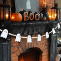 Halloween Garland Decorations - Adjustable Cute Hanging Ghost Garland Fireplace Decor - Pre-Strung Aesthetic Boho Wood Beads Man