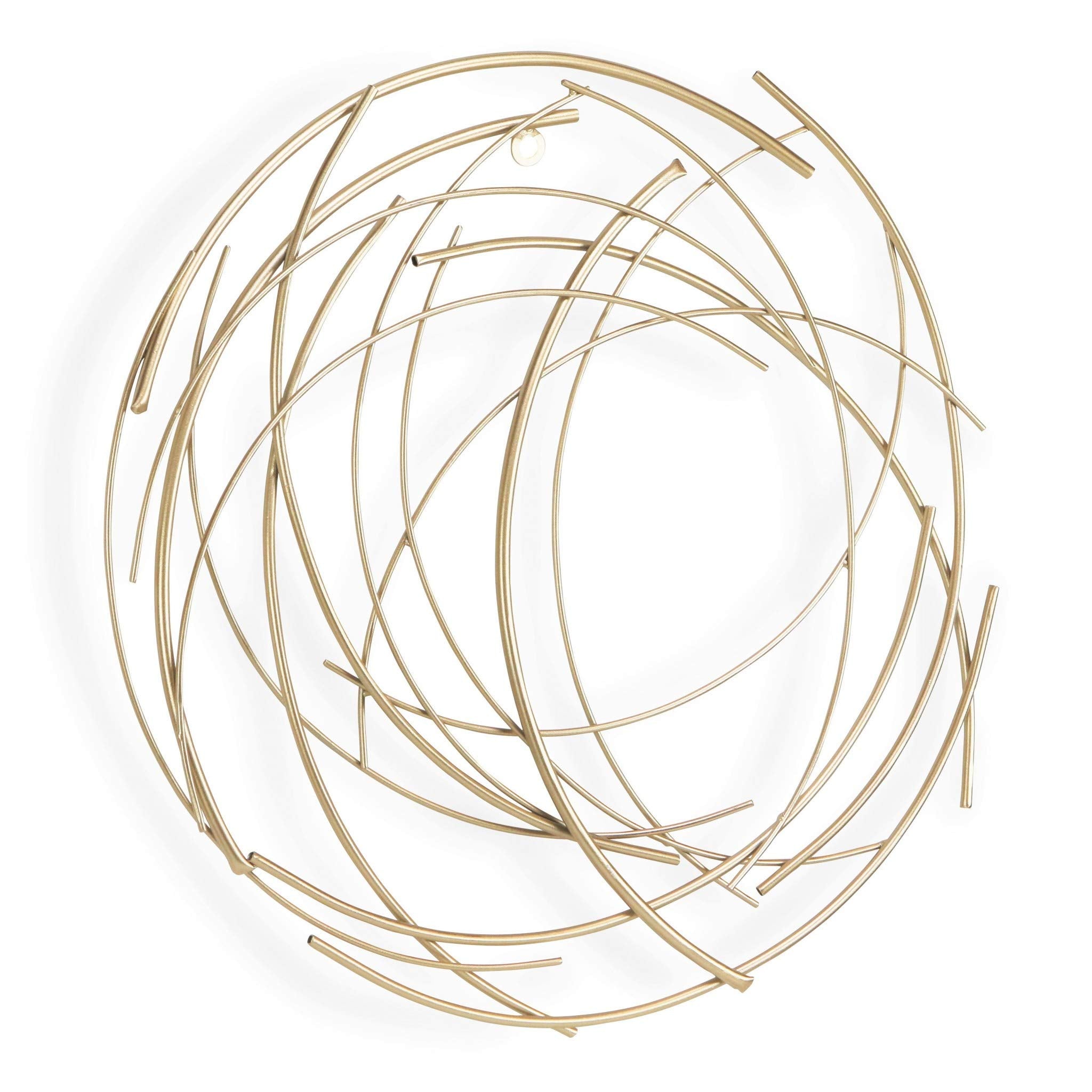 HomeRoots 26' Gold Metal Abstract Round Hanging Wall Art Decor