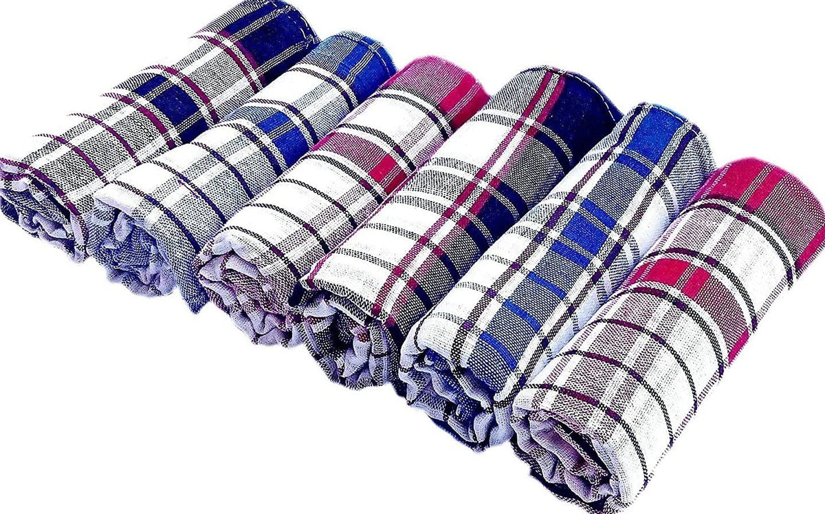 Bhajanlal Greenery multipurpose Cotton 120 GSM Checked Kitchen Cleaning Cloth (Multicolour, 18x18 Inches)  Pack of 12