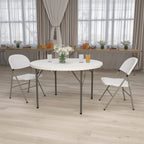 Flash Furniture Kathryn 4' Round Plastic Folding Event Table for Parties and Trade Shows, Portable Indoor/Outdoor Event Banquet Table, White