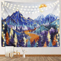 Rosielily Mountain Tapestry Forest Tapestry Nature Tapestry, Sunset Mountain Tapestries Woodland Tree Wall Decor Landscape Bird