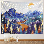 Rosielily Mountain Tapestry Forest Tapestry Nature Tapestry, Sunset Mountain Tapestries Woodland Tree Wall Decor Landscape Bird