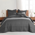 Levtex Home - Cross Stitch Charcoal Bedspread Set - King Quilted Bedspread And Two King Shams - Cross Stitch Pattern - Bedspread