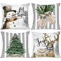 Lanpn Winter 20X20 Christmas Throw Pillow Covers Set Of 4, Xmas Snowman Gloves Elk Eucalyptus Winter Decorative Holiday Pillow C